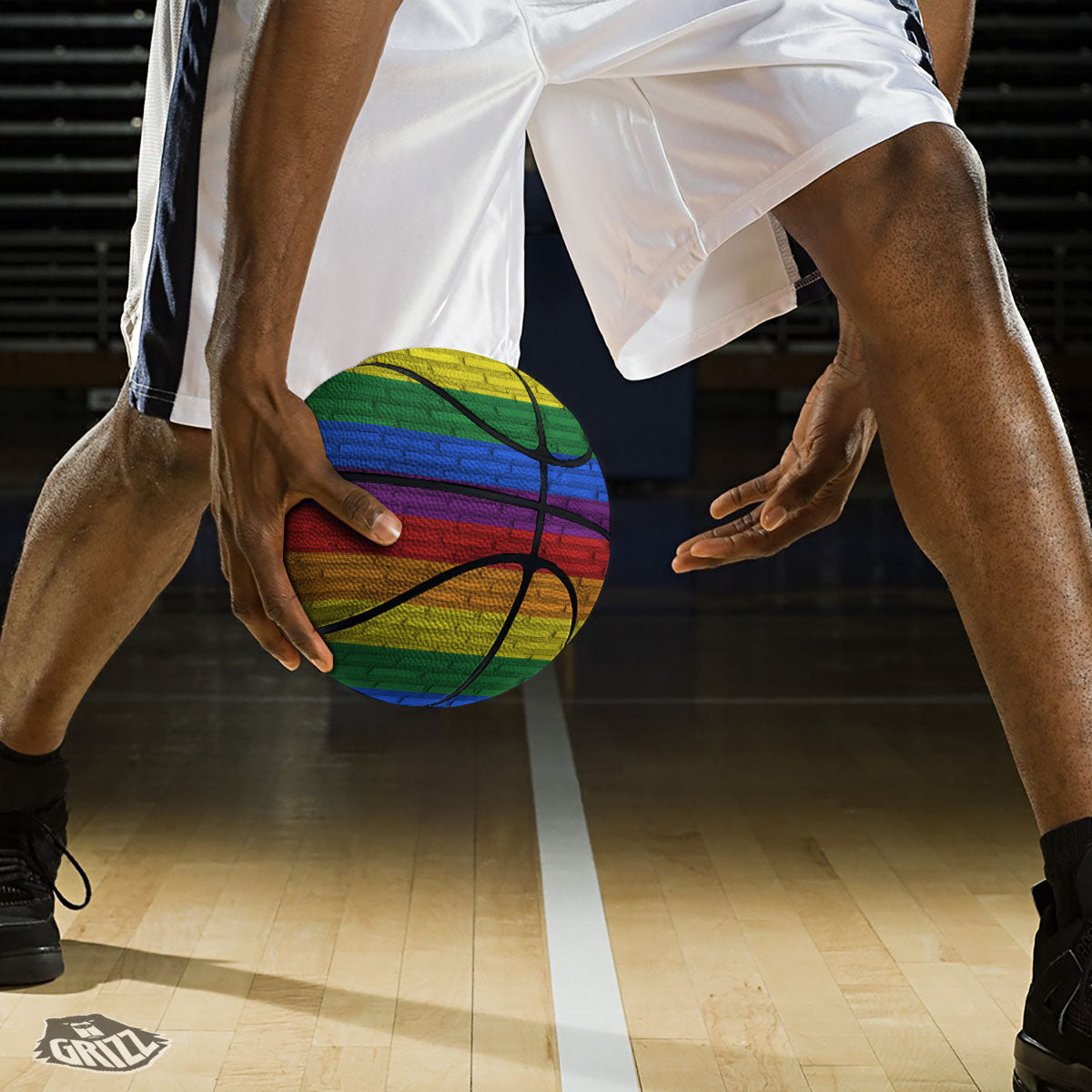 Rainbow Brick Wall LGBT Pride Print Basketball-grizzshop