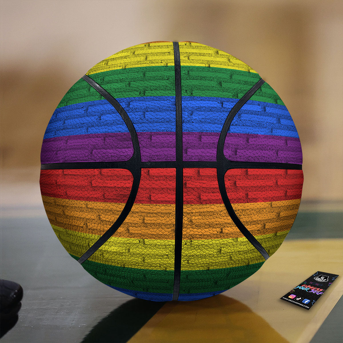 Rainbow Brick Wall LGBT Pride Print Basketball-grizzshop
