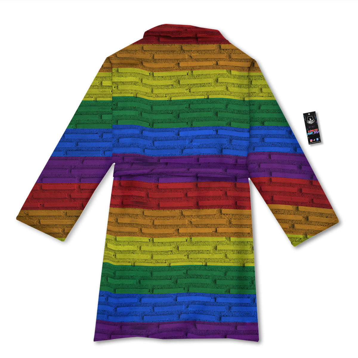 Rainbow Brick Wall LGBT Pride Print Bathrobe-grizzshop