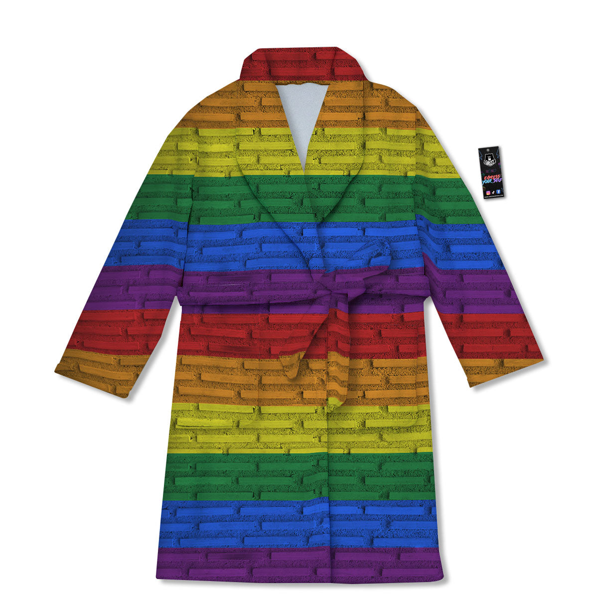 Rainbow Brick Wall LGBT Pride Print Bathrobe-grizzshop