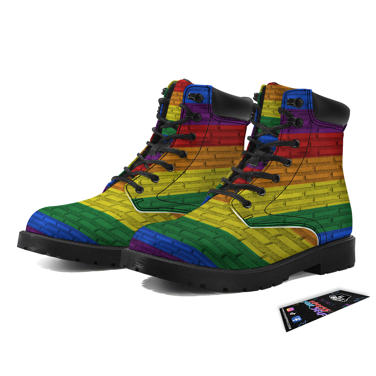 Rainbow Brick Wall LGBT Pride Print Boots-grizzshop