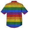 Rainbow Brick Wall LGBT Pride Print Button Up Shirt-grizzshop