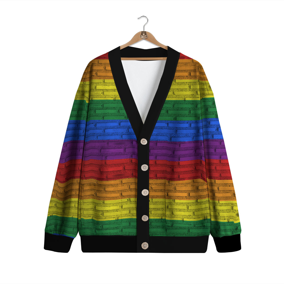 Rainbow Brick Wall LGBT Pride Print Cardigan-grizzshop