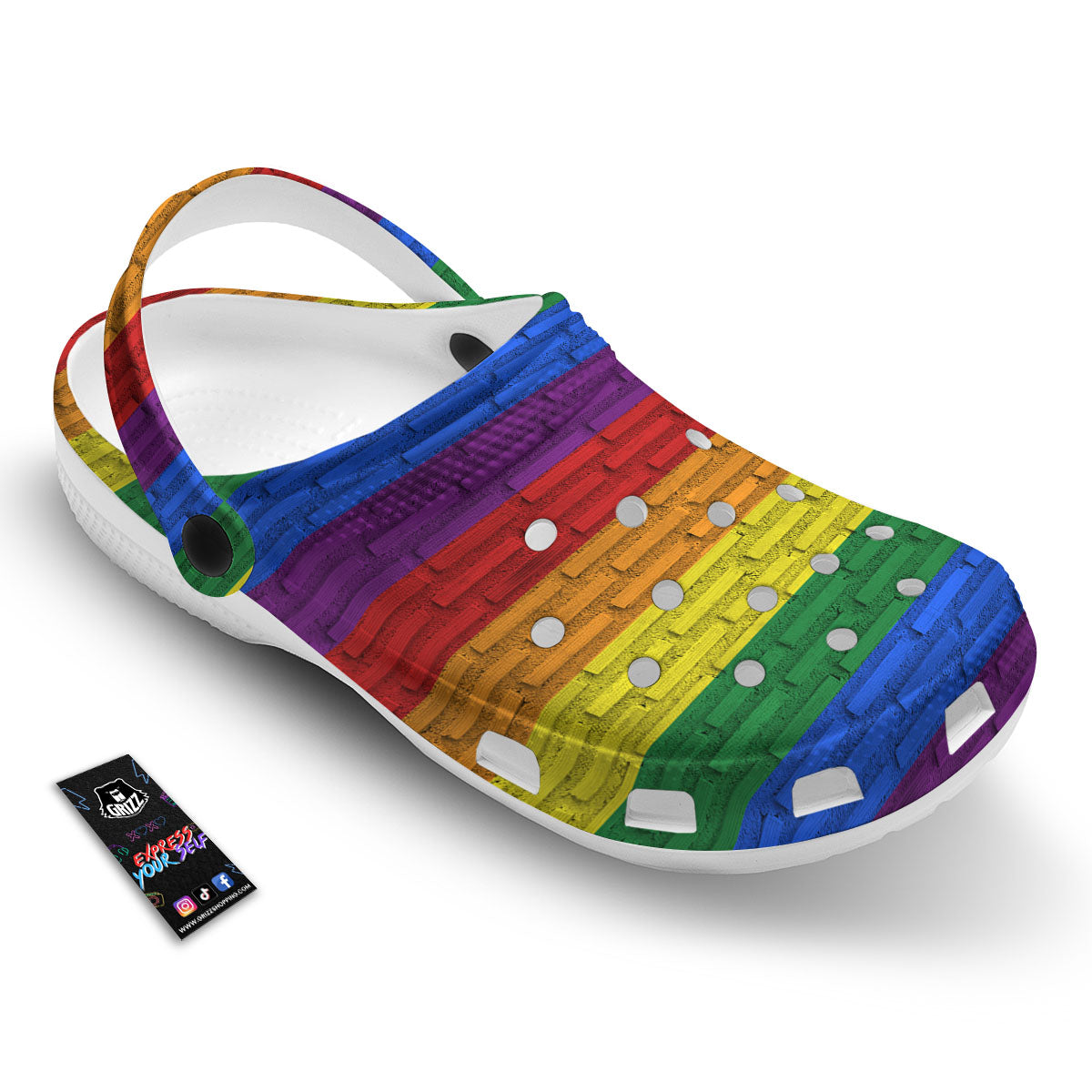 Rainbow Brick Wall LGBT Pride Print Clog-grizzshop