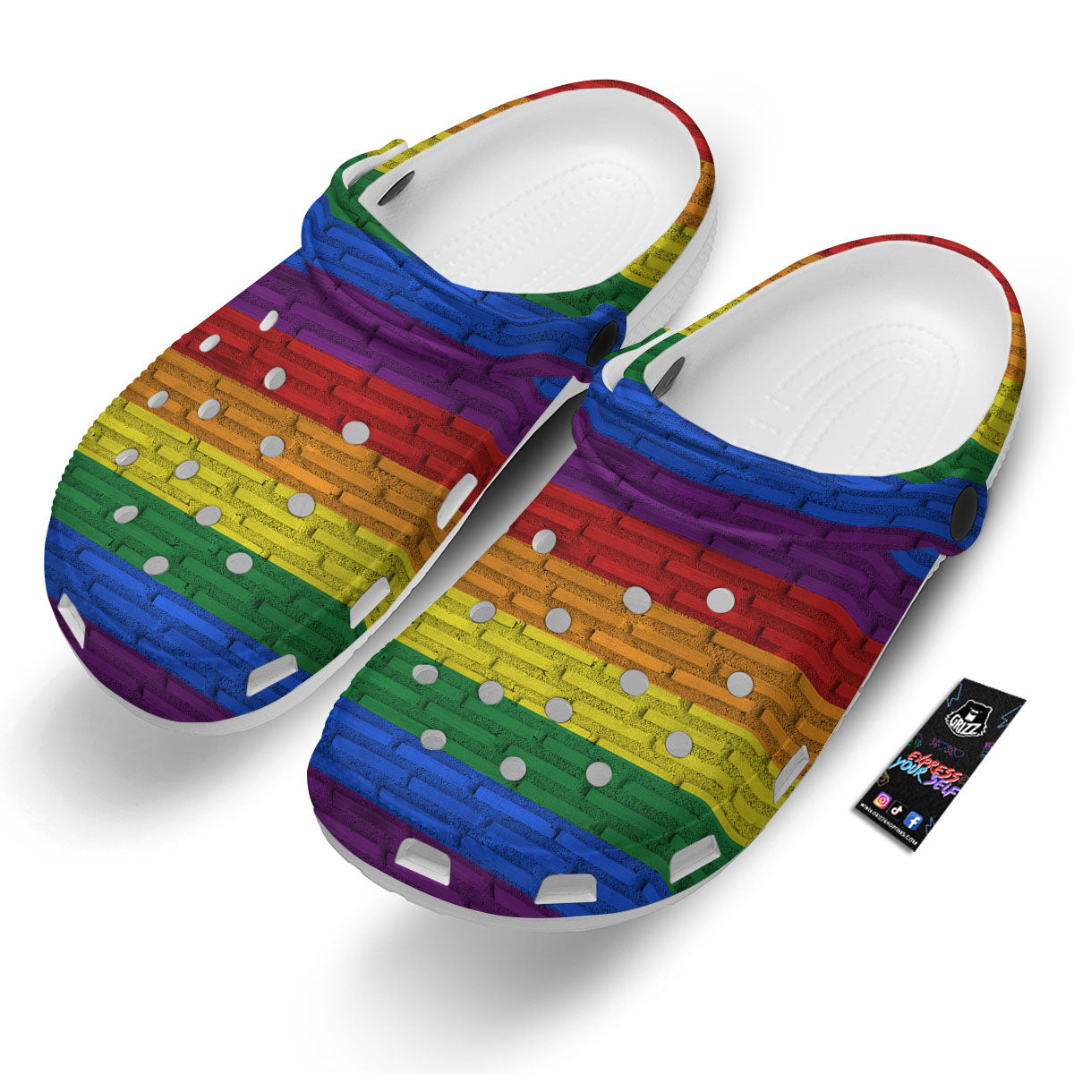 Rainbow Brick Wall LGBT Pride Print Clog-grizzshop