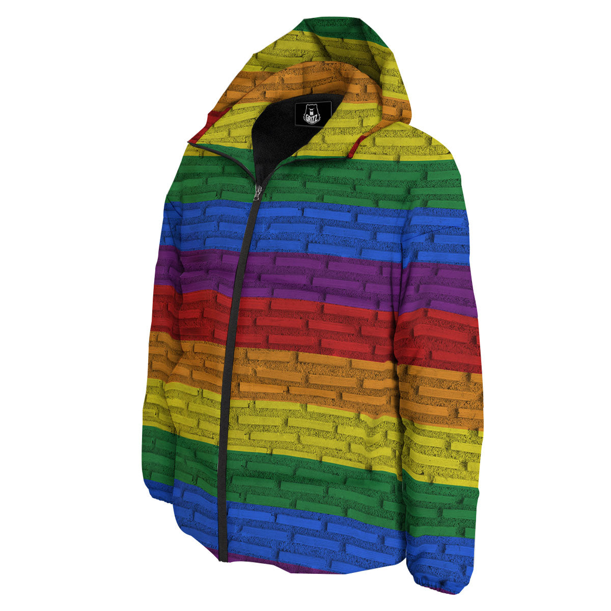 Rainbow Brick Wall LGBT Pride Print Down Jacket-grizzshop