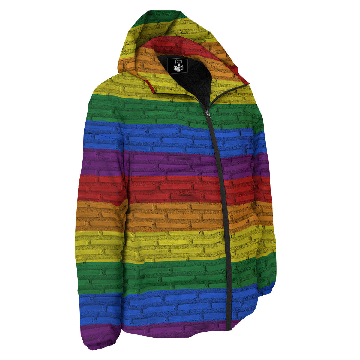 Rainbow Brick Wall LGBT Pride Print Down Jacket-grizzshop