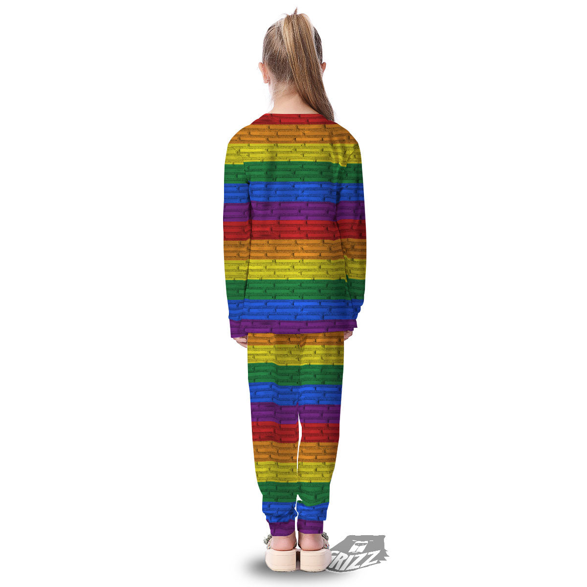 Rainbow Brick Wall LGBT Pride Print Kid's Pajamas-grizzshop