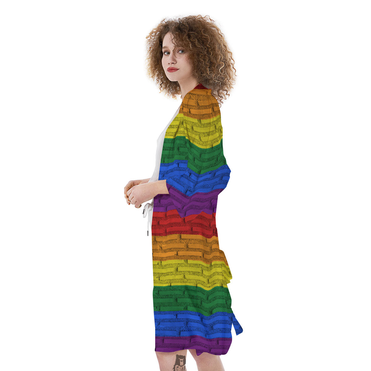 Rainbow Brick Wall LGBT Pride Print Kimono-grizzshop