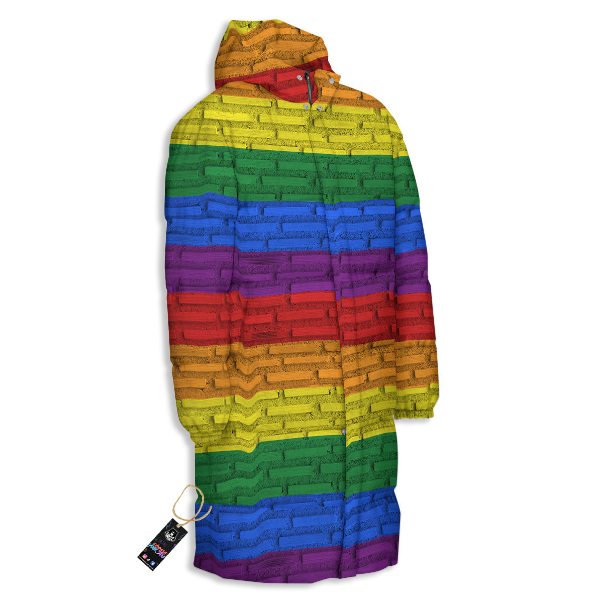 Rainbow Brick Wall LGBT Pride Print Long Down Jacket-grizzshop