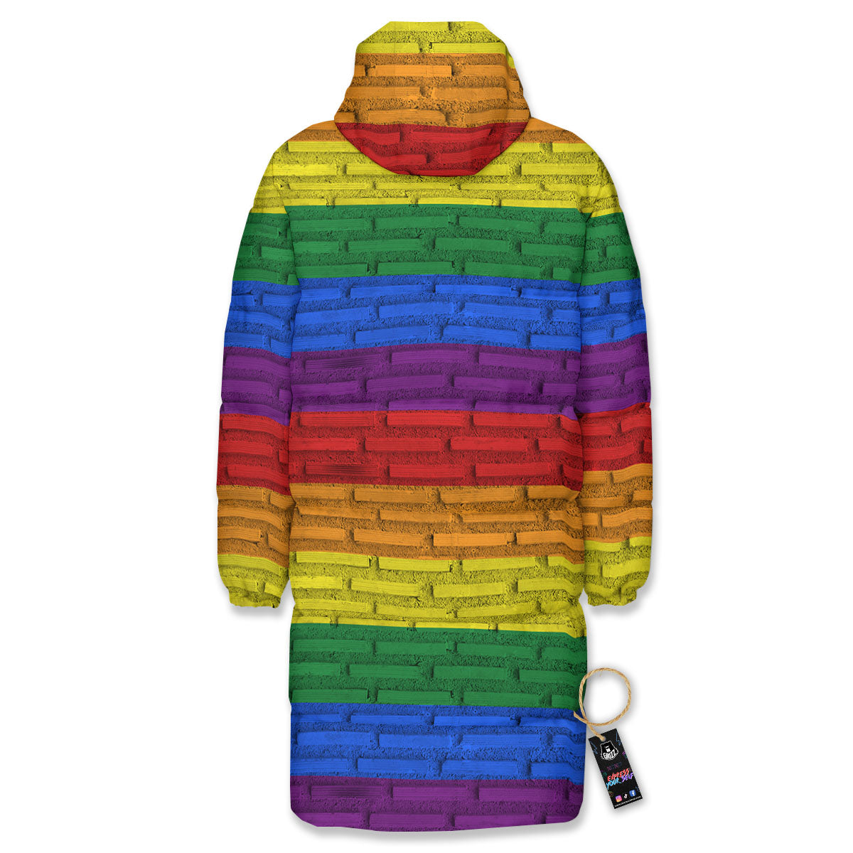 Rainbow Brick Wall LGBT Pride Print Long Down Jacket-grizzshop