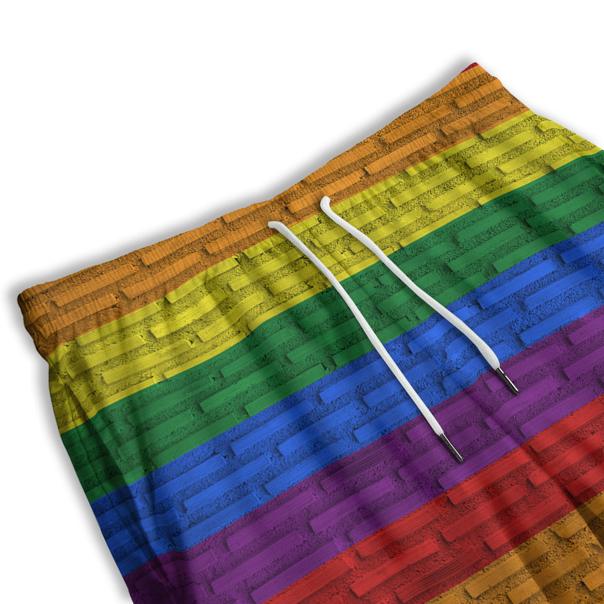 Rainbow Brick Wall LGBT Pride Print Men's Athletic Shorts