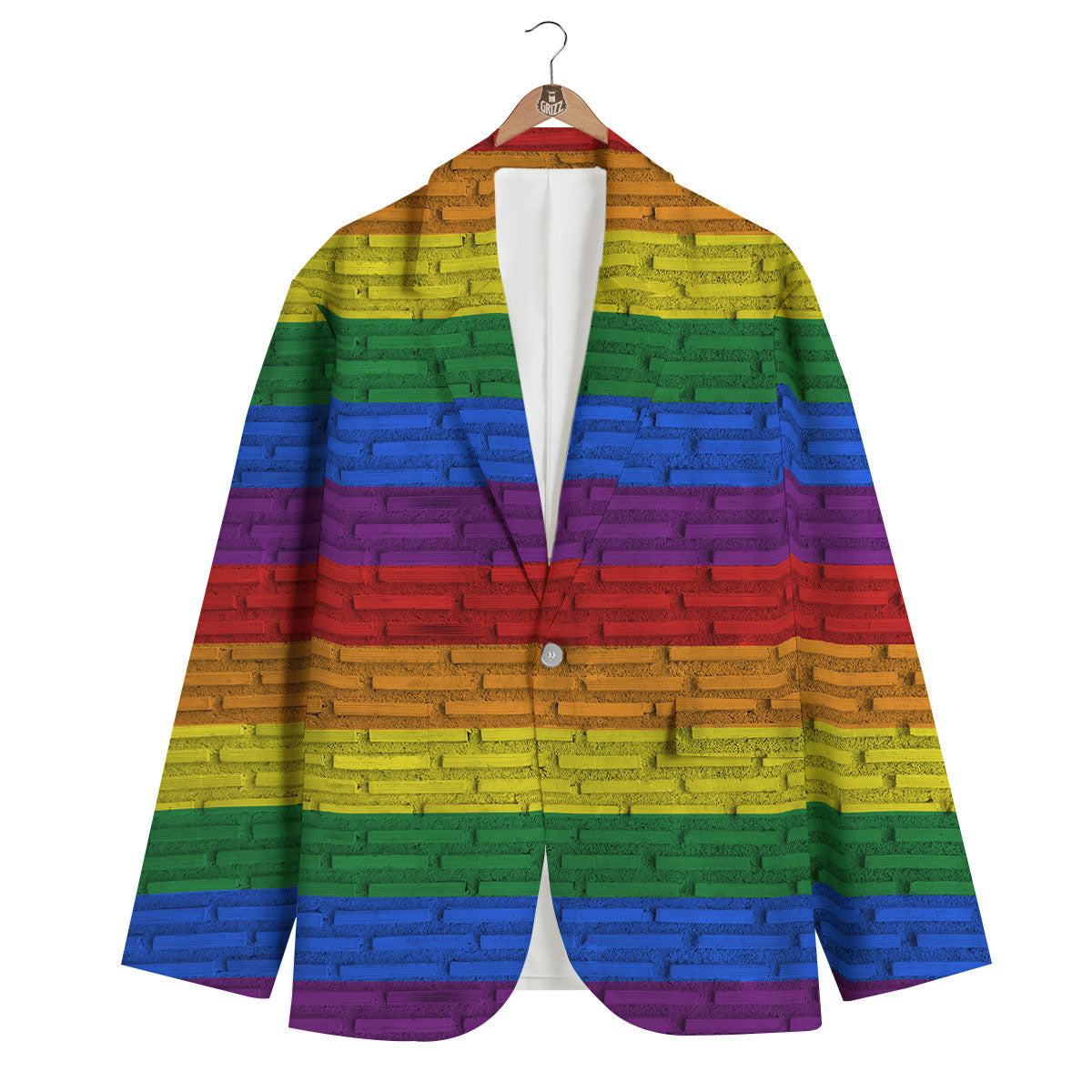 Rainbow Brick Wall LGBT Pride Print Men's Blazer-grizzshop