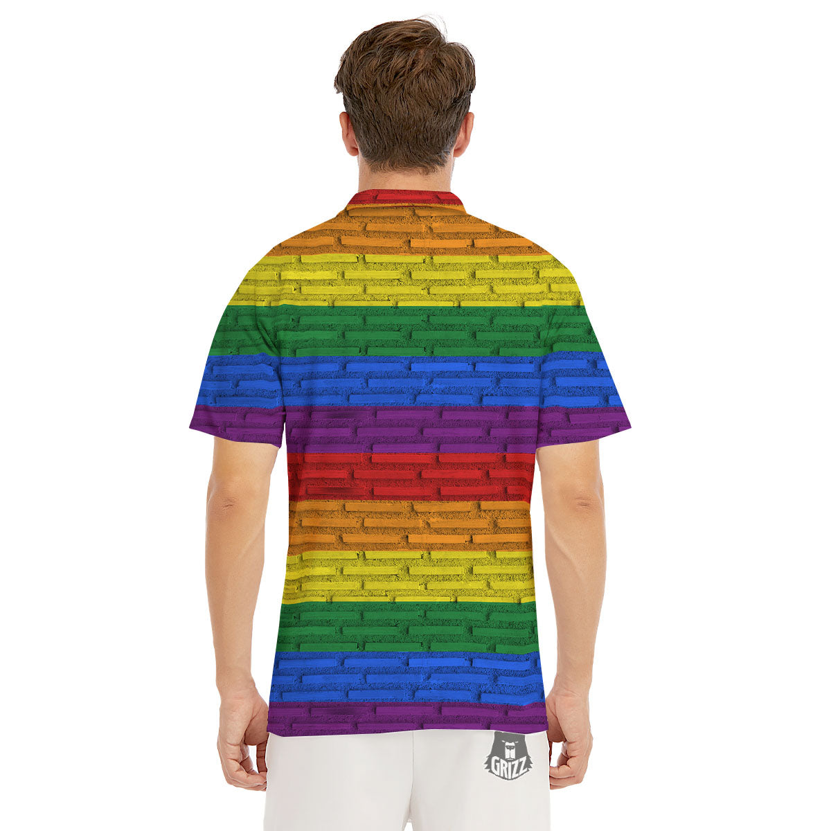 Rainbow Brick Wall LGBT Pride Print Men's Golf Shirts-grizzshop