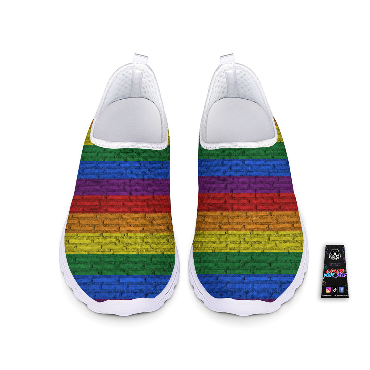 Rainbow Brick Wall LGBT Pride Print Nurse Shoes-grizzshop