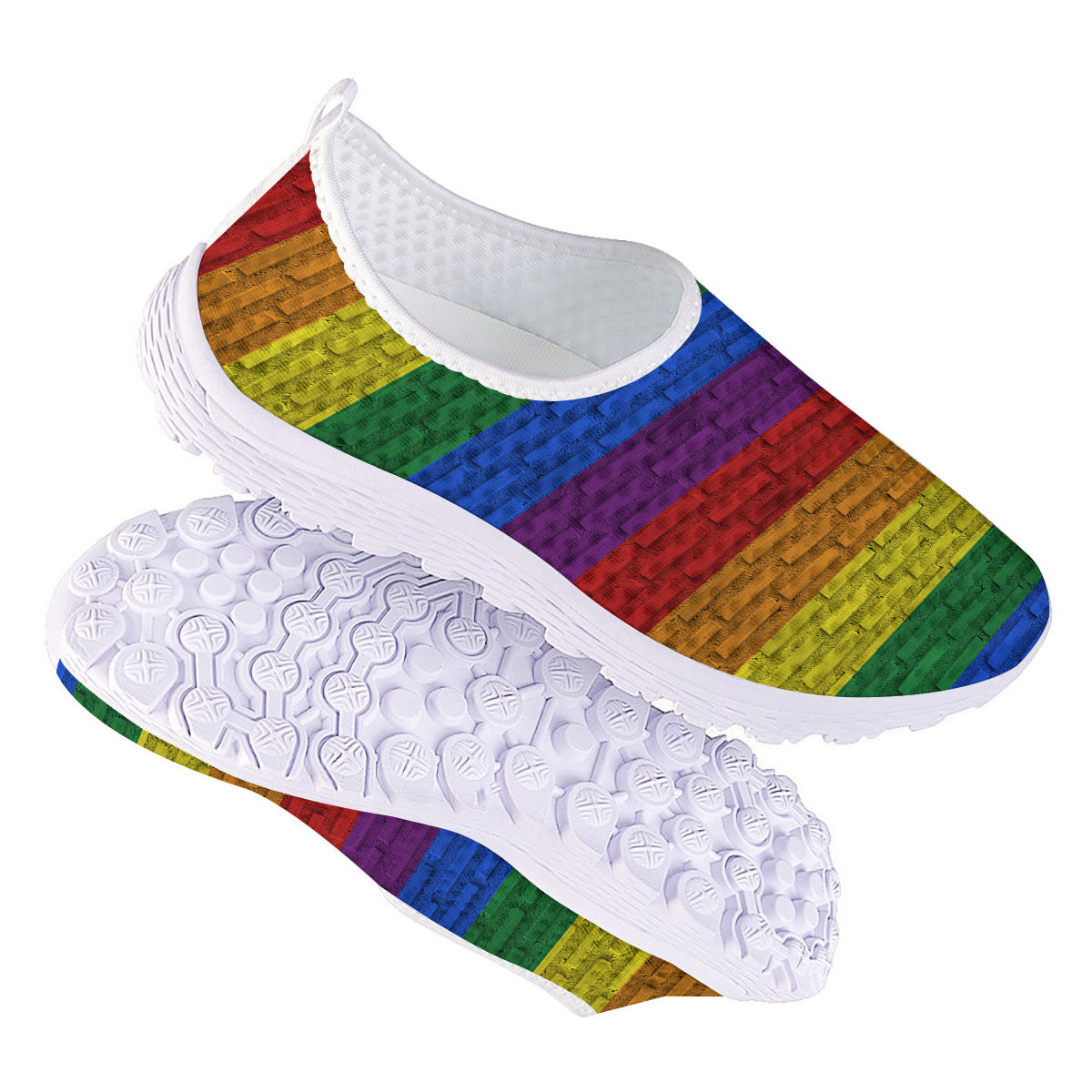 Rainbow Brick Wall LGBT Pride Print Nurse Shoes-grizzshop