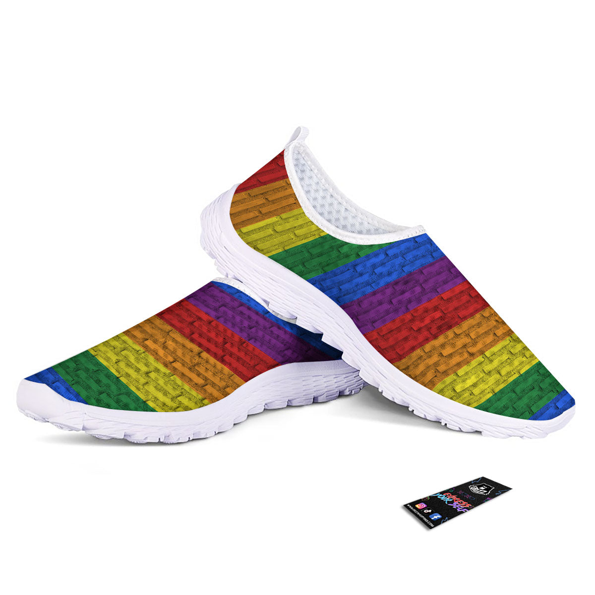 Rainbow Brick Wall LGBT Pride Print Nurse Shoes-grizzshop