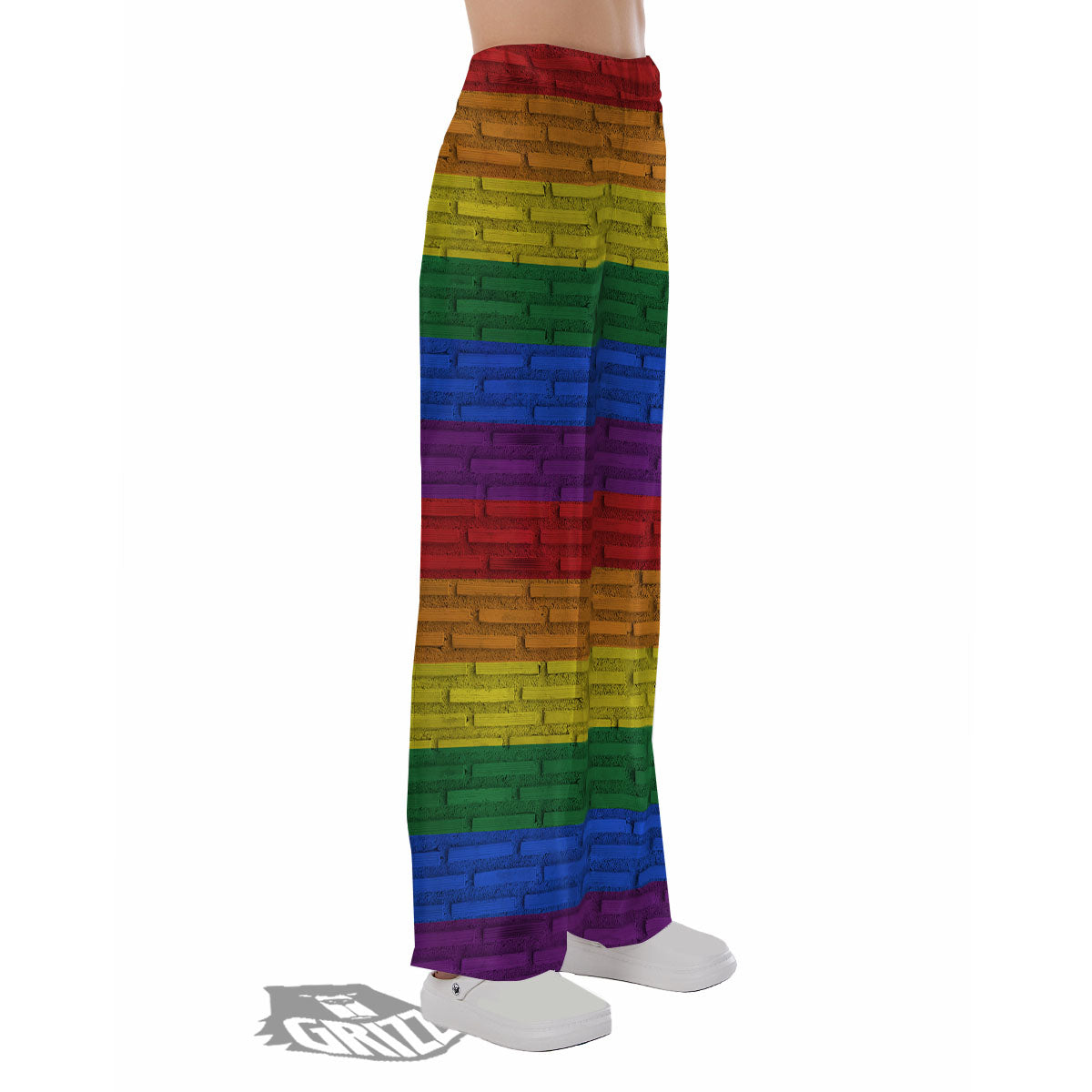 Rainbow Brick Wall LGBT Pride Print Pajama Pants-grizzshop