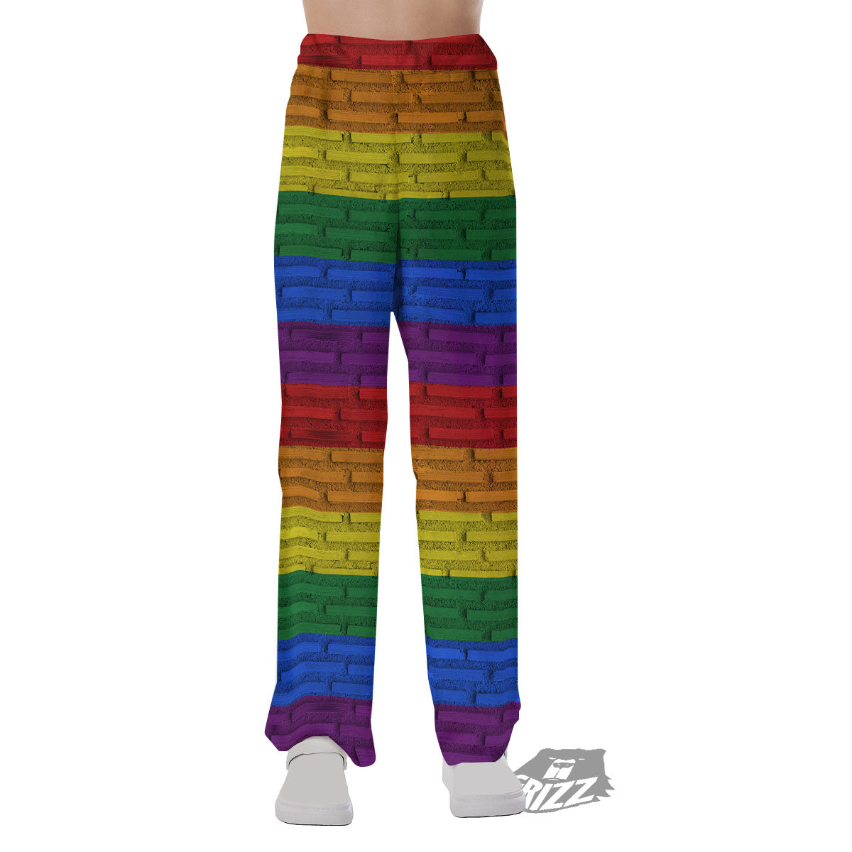 Rainbow Brick Wall LGBT Pride Print Pajama Pants-grizzshop