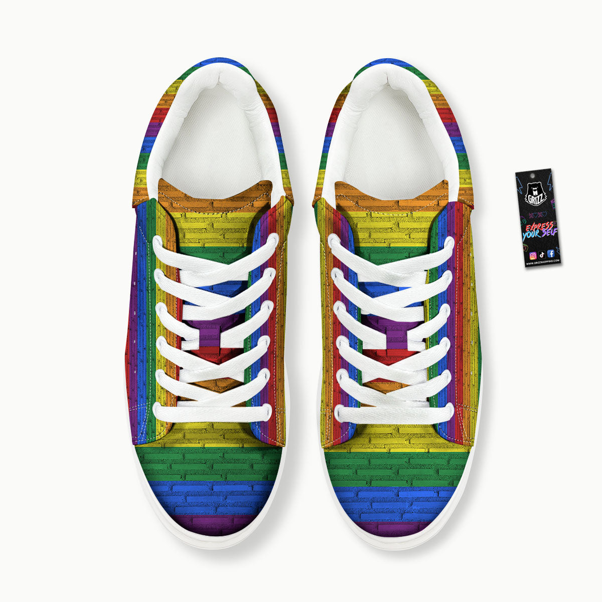 Rainbow Brick Wall LGBT Pride Print Platform Shoes-grizzshop