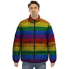 Rainbow Brick Wall LGBT Pride Print Puffer Jacket-grizzshop