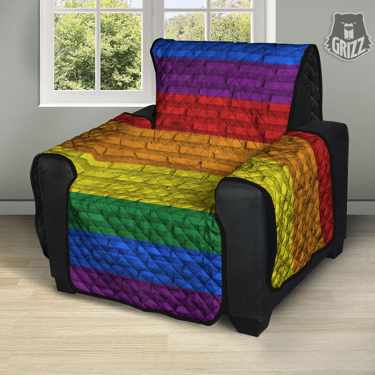 Rainbow Brick Wall LGBT Pride Print Recliner Protector-grizzshop