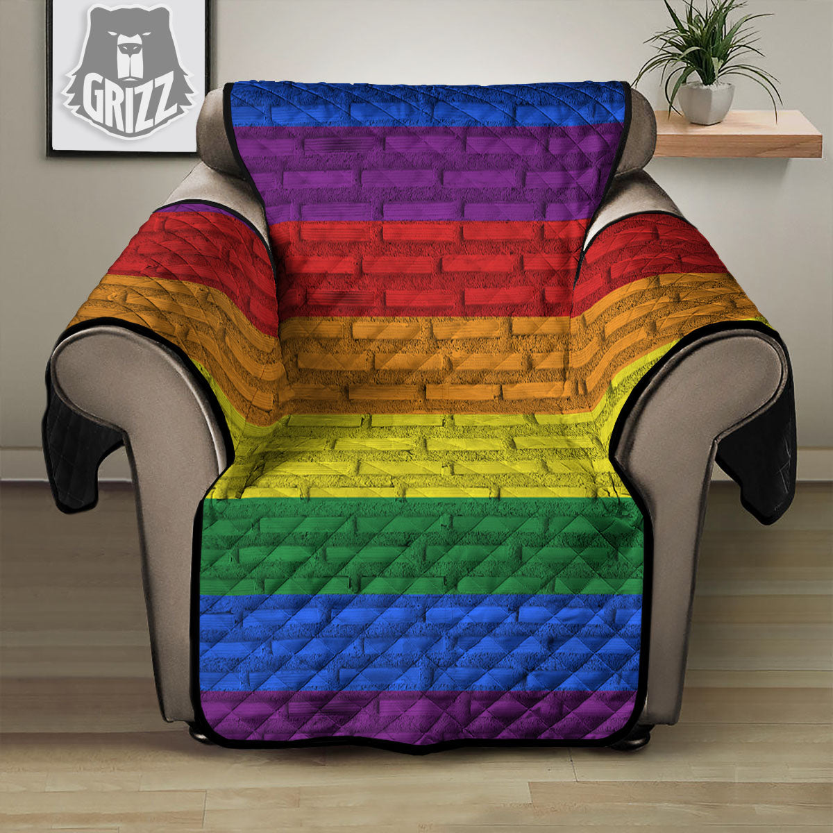 Rainbow Brick Wall LGBT Pride Print Recliner Protector-grizzshop