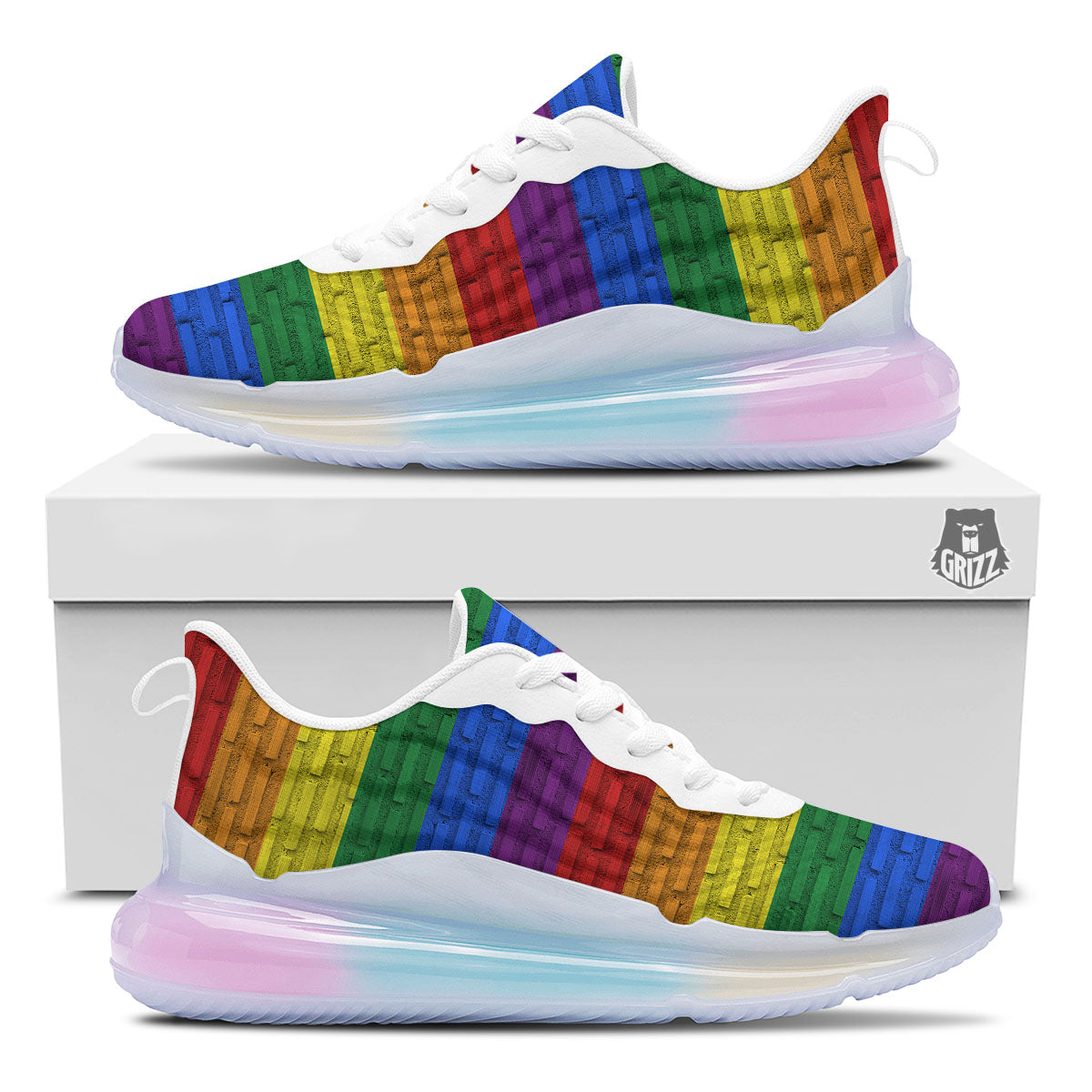 Rainbow Brick Wall LGBT Pride Print Running Sneakers-grizzshop