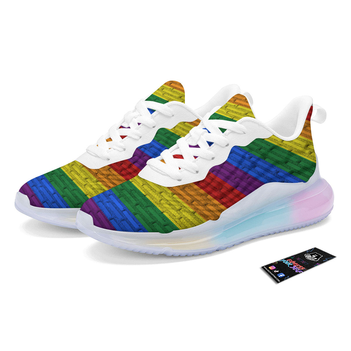 Rainbow Brick Wall LGBT Pride Print Running Sneakers-grizzshop