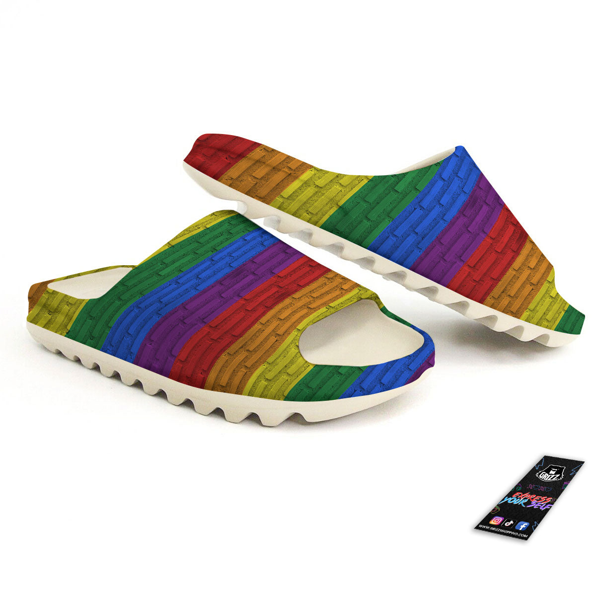 Rainbow Brick Wall LGBT Pride Print Sandals-grizzshop