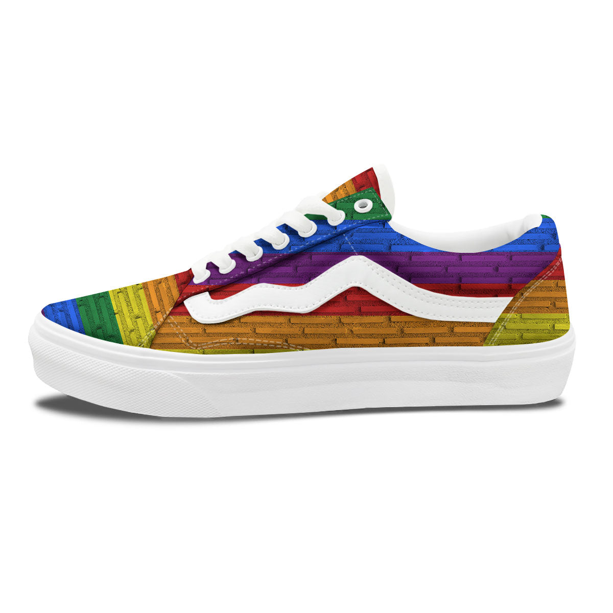 Rainbow Brick Wall LGBT Pride Print Skate Shoes-grizzshop