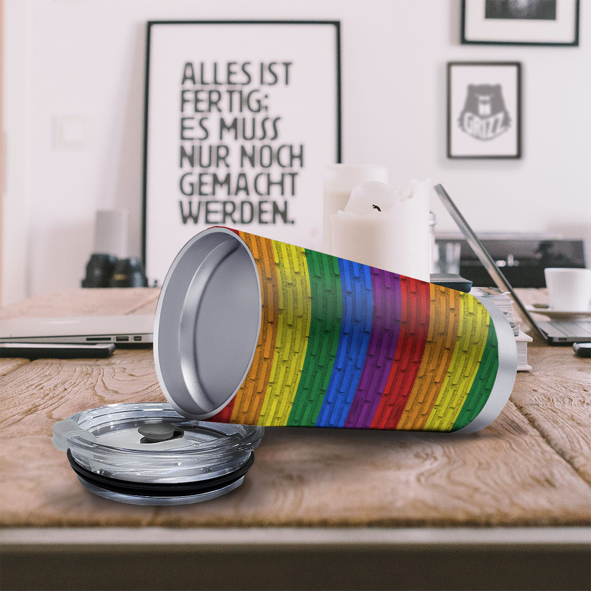 Rainbow Brick Wall LGBT Pride Print Tumbler-grizzshop