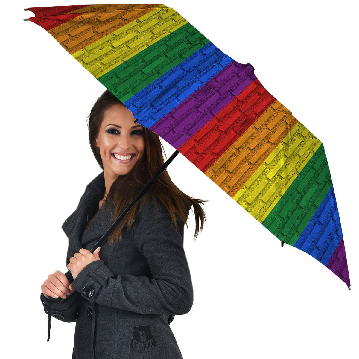 Rainbow Brick Wall LGBT Pride Print Umbrella-grizzshop