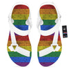 Rainbow Brick Wall LGBT Pride Print White Open Toe Sandals-grizzshop