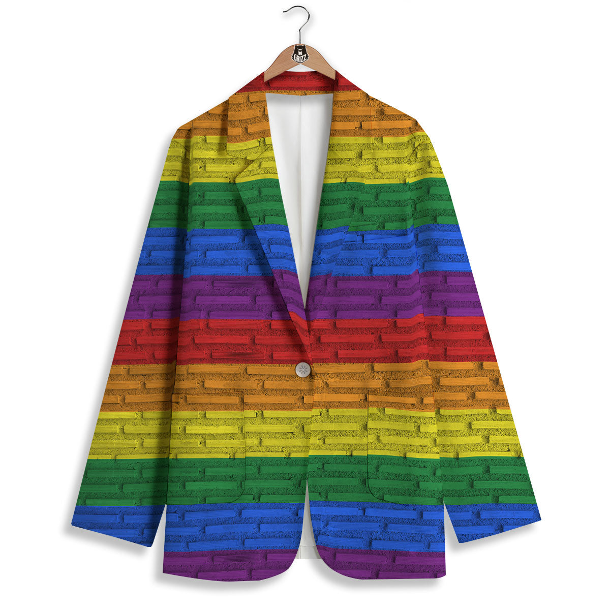 Rainbow Brick Wall LGBT Pride Print Women's Blazer-grizzshop