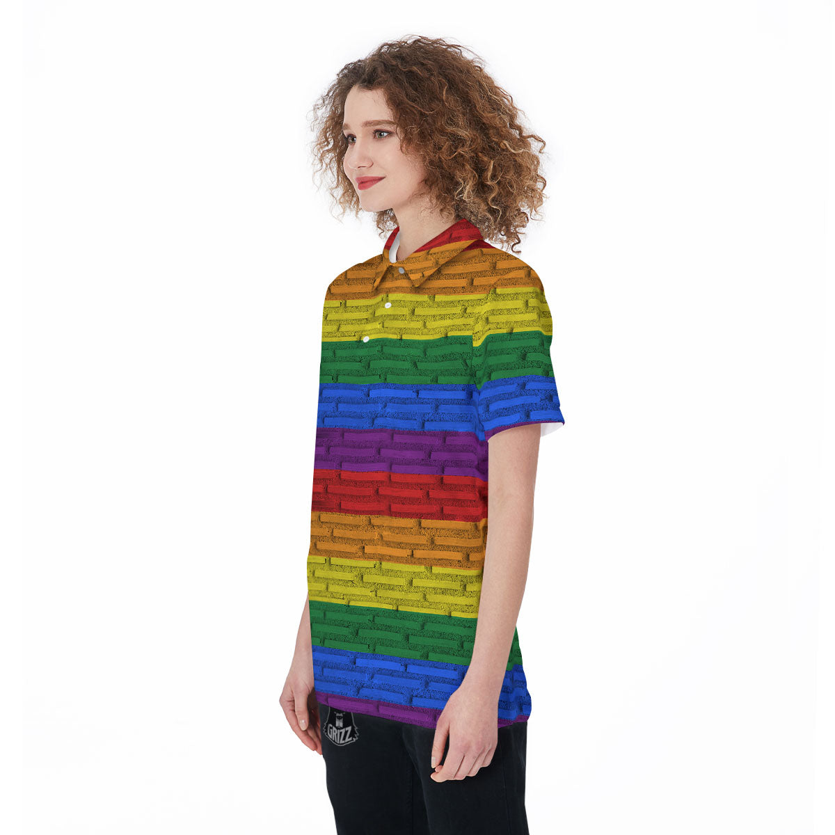 Rainbow Brick Wall LGBT Pride Print Women's Golf Shirts-grizzshop