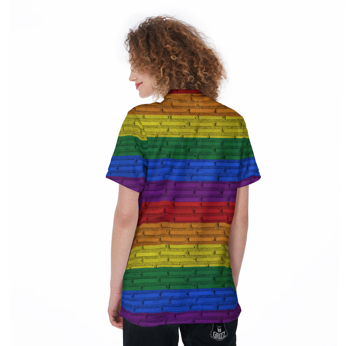 Rainbow Brick Wall LGBT Pride Print Women's Golf Shirts-grizzshop