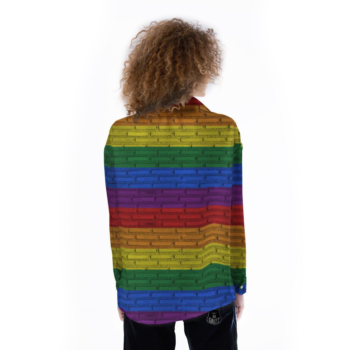 Rainbow Brick Wall LGBT Pride Print Women's Long Sleeve Shirts-grizzshop