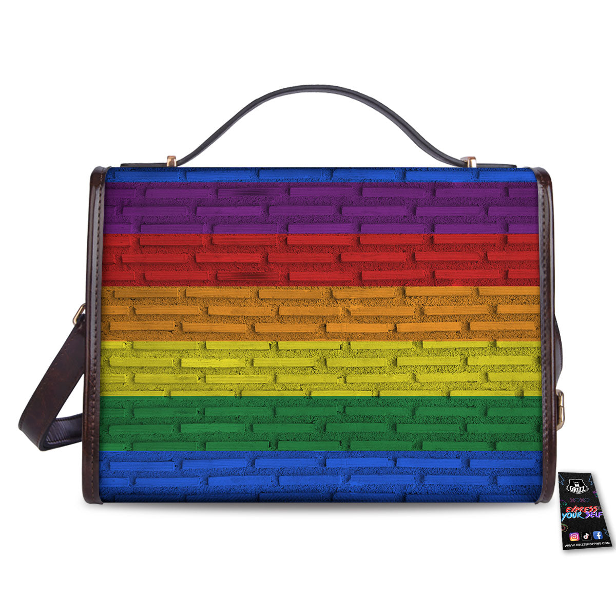 Rainbow Brick Wall LGBT Pride Print Women's Satchel Bag-grizzshop