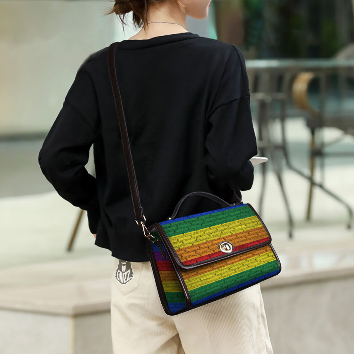 Rainbow Brick Wall LGBT Pride Print Women's Satchel Bag-grizzshop