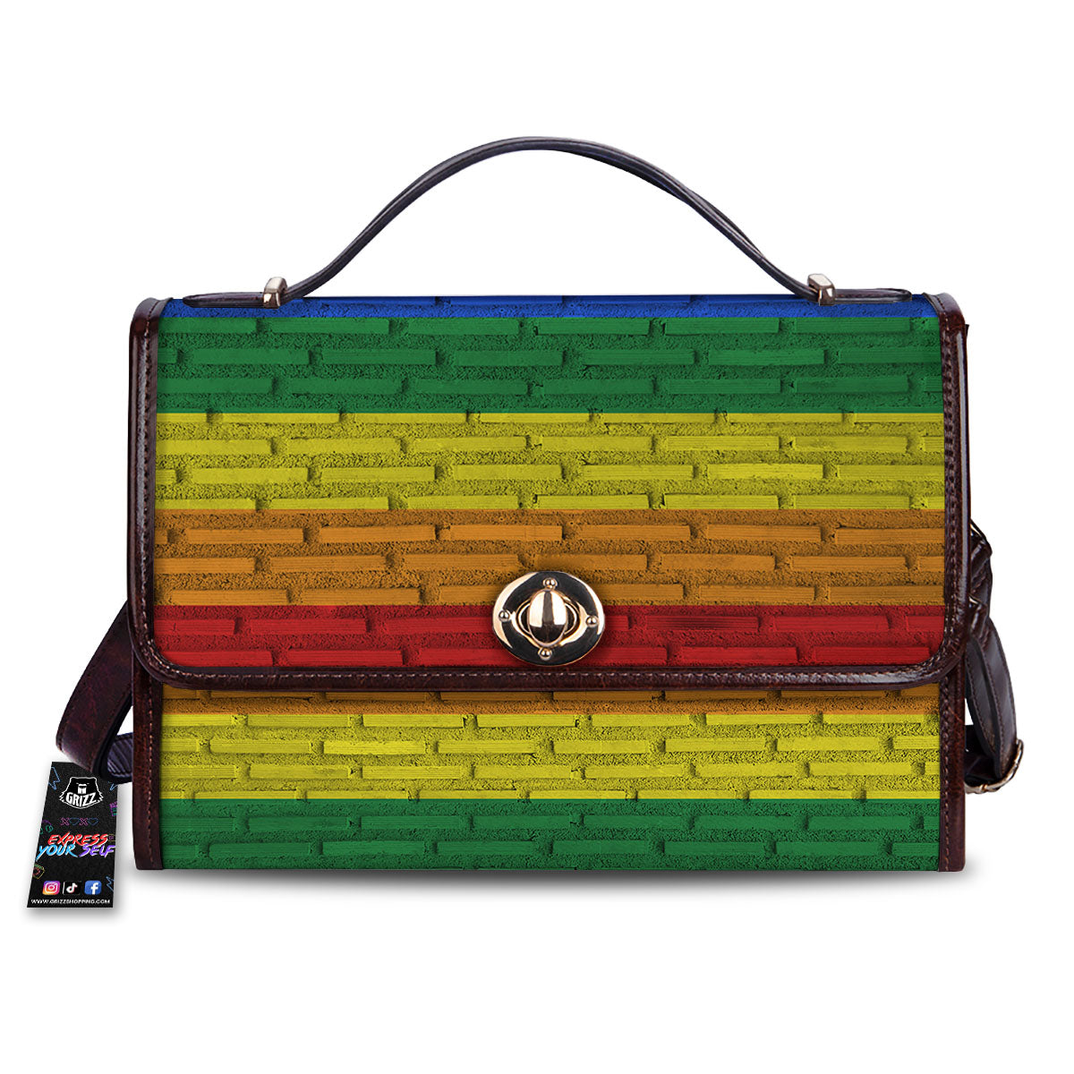Rainbow Brick Wall LGBT Pride Print Women's Satchel Bag-grizzshop