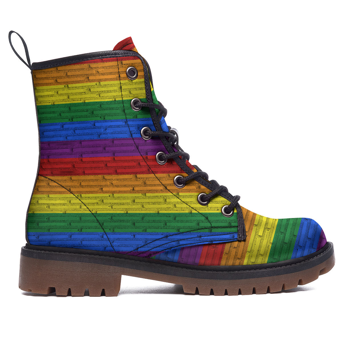 Rainbow Brick Wall LGBT Pride Print Work Boots-grizzshop