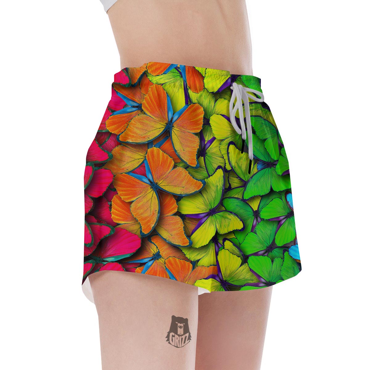 Rainbow Butterfly Print Women's Shorts-grizzshop
