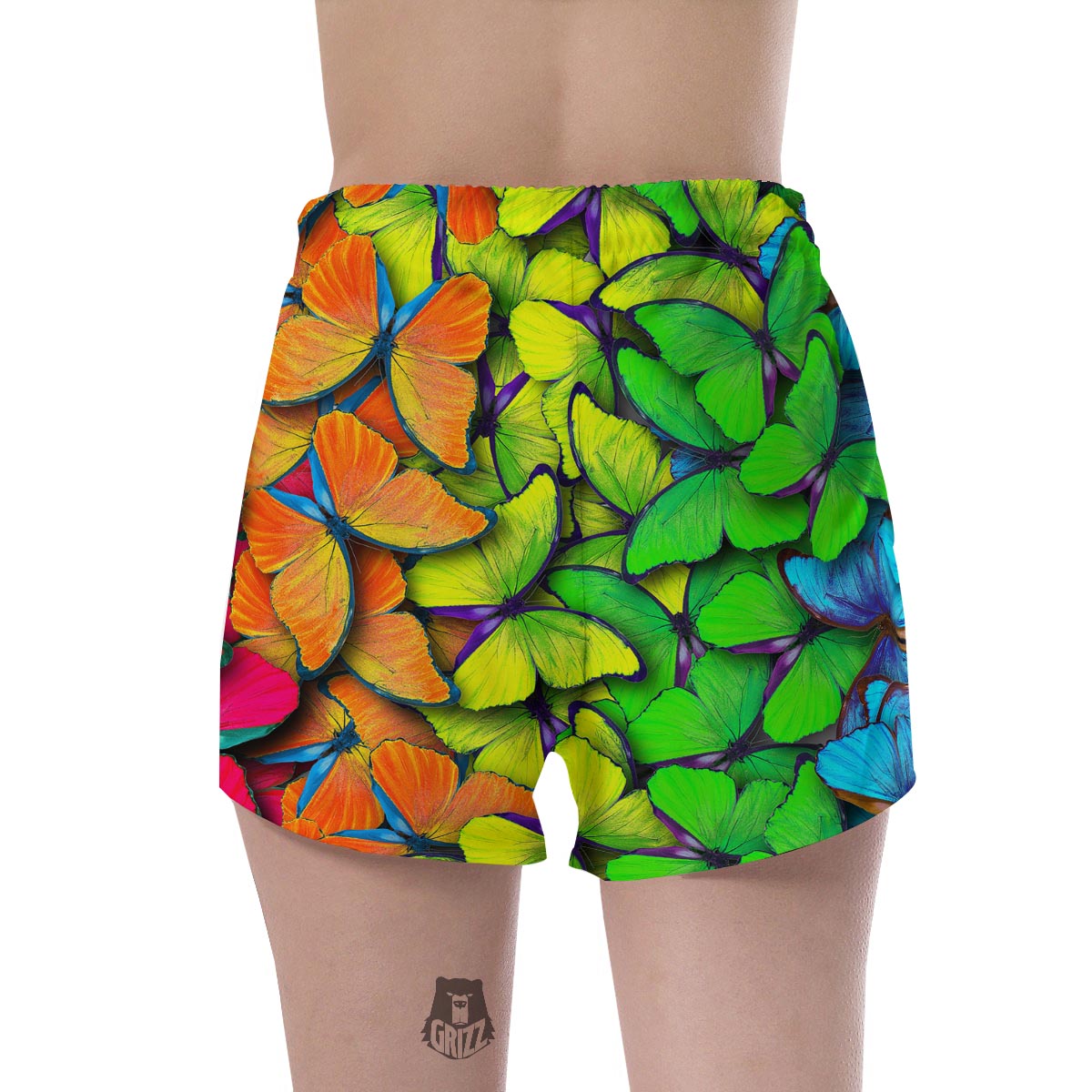 Rainbow Butterfly Print Women's Shorts-grizzshop