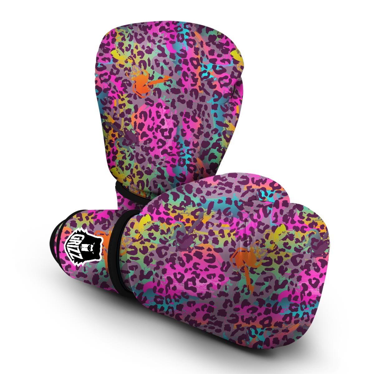 Rainbow Cheetah Leopard Pattern Print Boxing Gloves-grizzshop