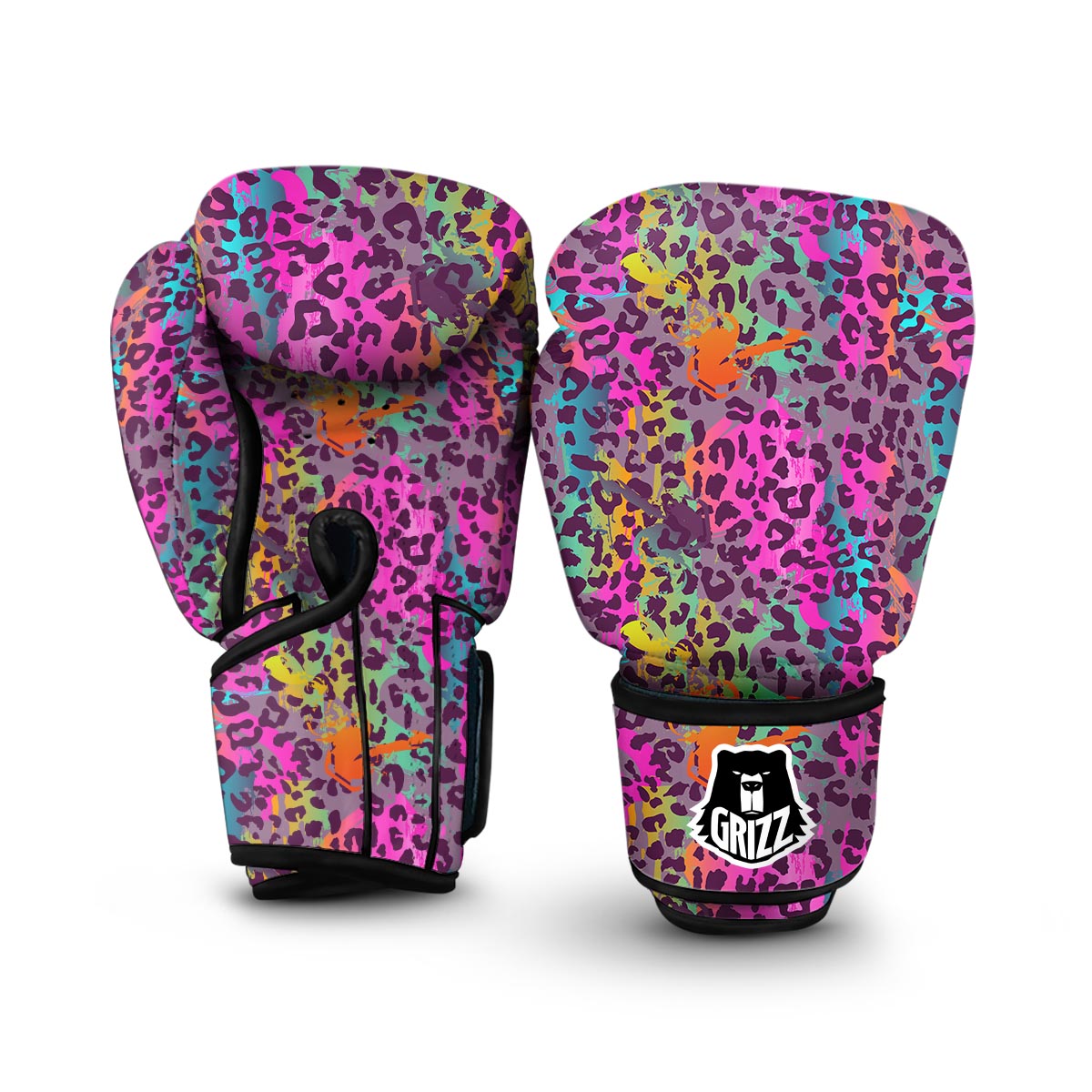 Rainbow Cheetah Leopard Pattern Print Boxing Gloves-grizzshop