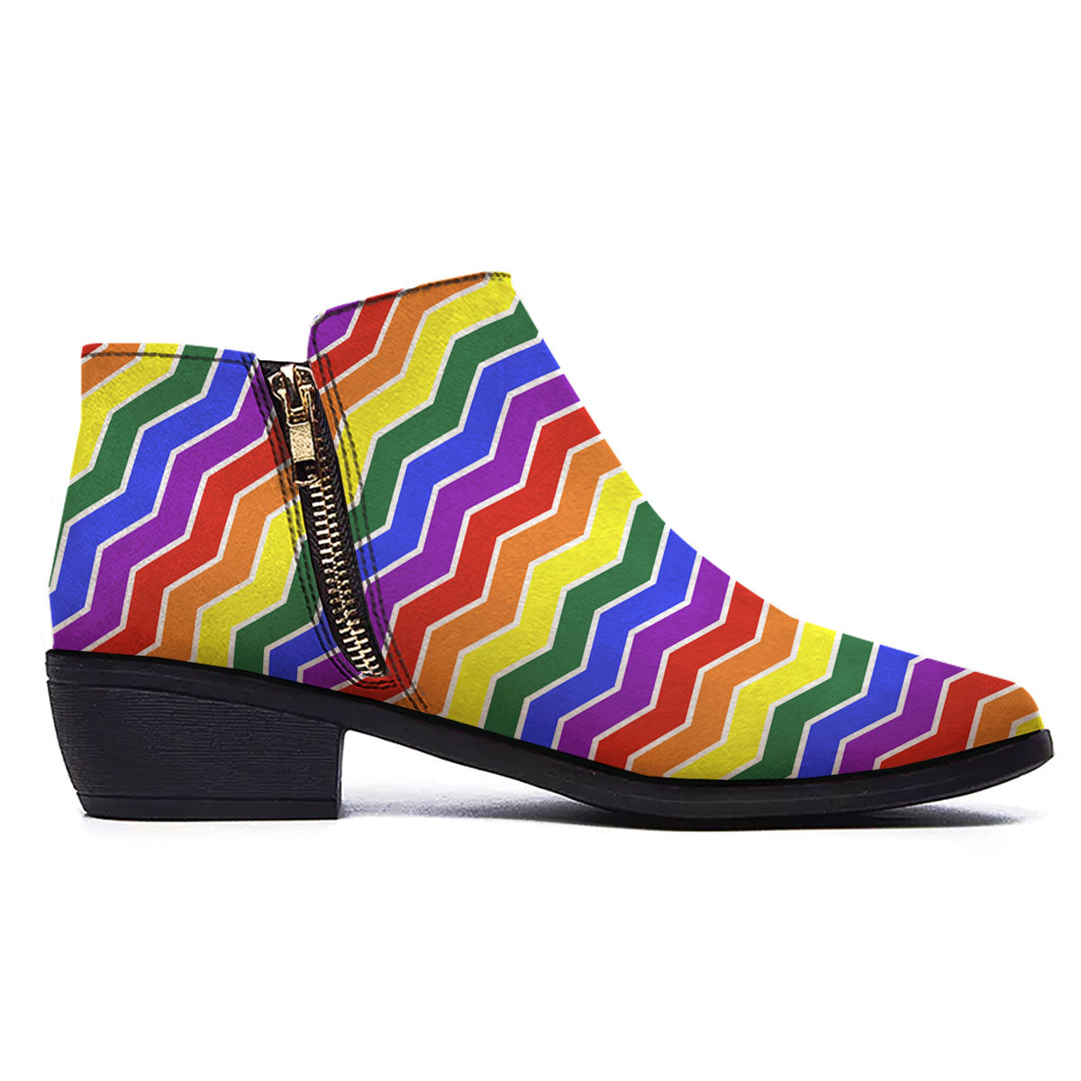 Rainbow Chevron LGBT Pride Print Pattern Ankle Boots-grizzshop