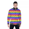 Rainbow Chevron LGBT Pride Print Pattern Baseball Jacket-grizzshop