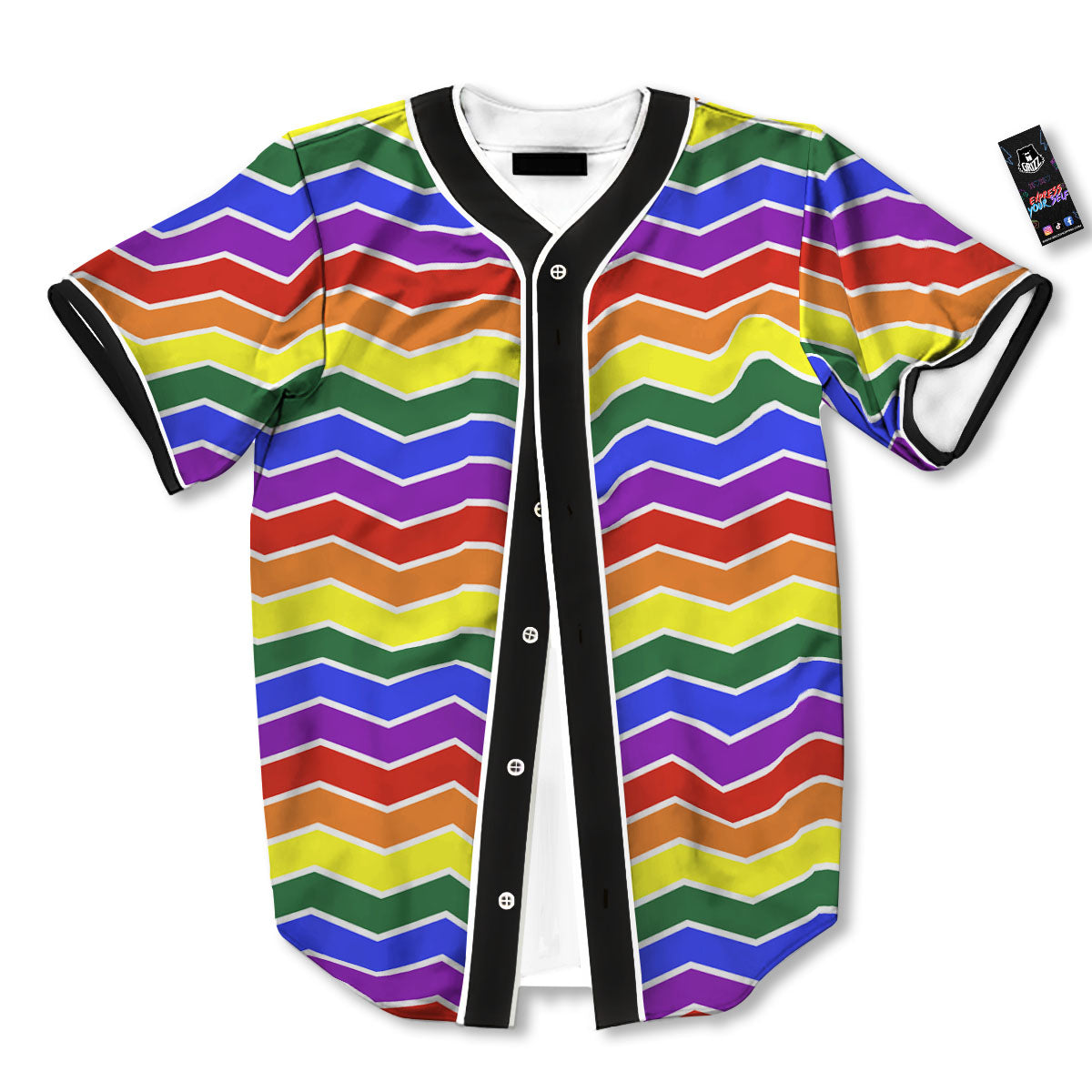 Rainbow Chevron LGBT Pride Print Pattern Baseball Jersey-grizzshop