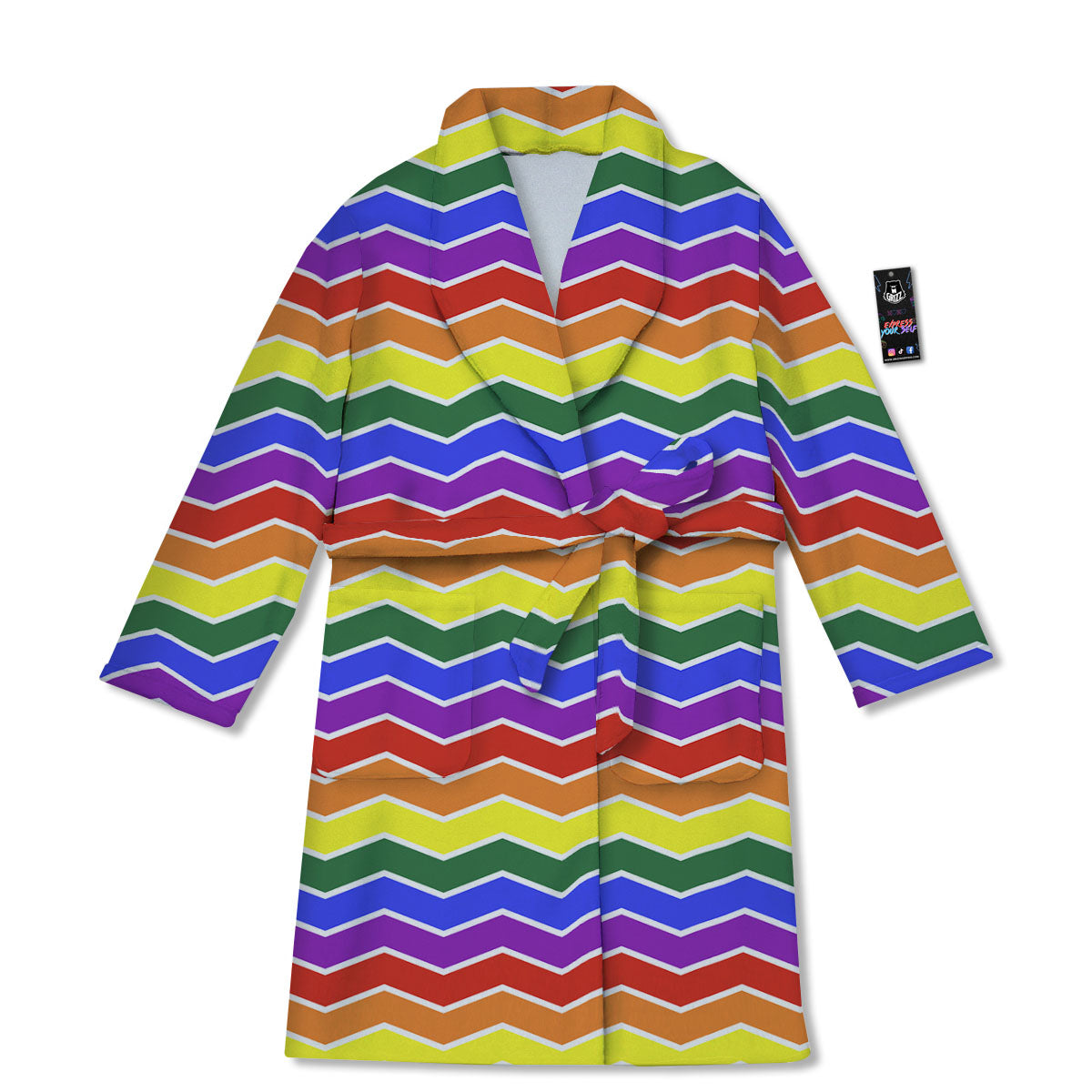 Rainbow Chevron LGBT Pride Print Pattern Bathrobe-grizzshop